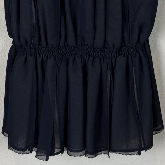 Robert Rodriguez Neiman Marcus Black Sheer Elastic Drop Waist Sleeveless Blouse - Picture 7 of 9